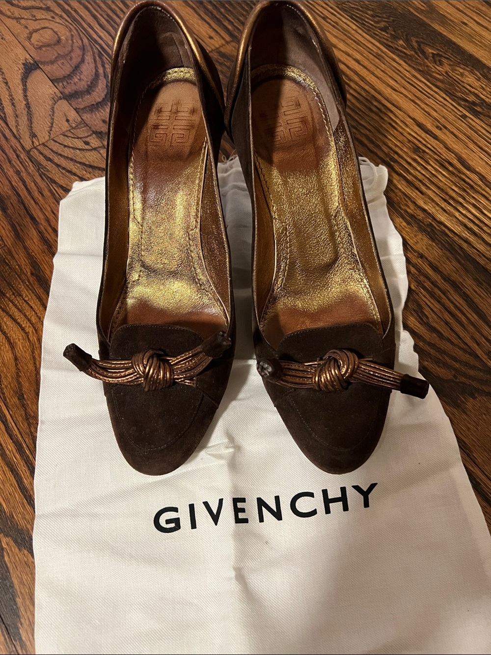 Givenchy Brown Suede Knot Accent Pumps